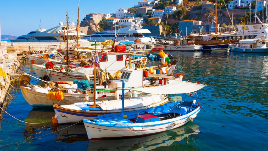 Port In A Mediterranean Isl Coastal Town HD Desktop Background